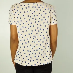 Zara Womens Size S‎ Star Print Chiffon Boatneck Blouse thumbnail 2