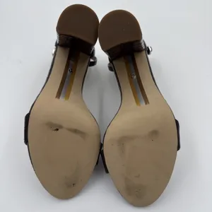 Sam Edelman Womens Yaro Sandal 10.5 Eggplant Leather Chunky Heel Ankle Strap thumbnail 10