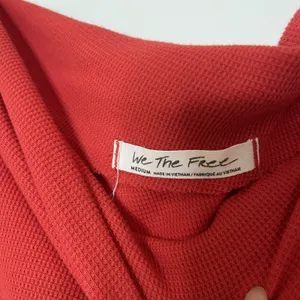 Free People red off shoulder long sleeve waffle knit thermal top size medium thumbnail 5