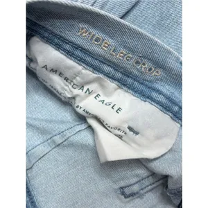 American Eagle Outfitters wide leg high rise Light Wash denim Jeans size 8 boho thumbnail 5