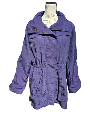 GET Purple Crinkle Nylon Hooded Windbreaker Jacket Gold Hardware 5809LNL Small‎ thumbnail 1