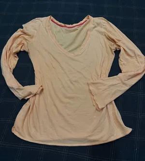 American Eagle Outfitters Peach Long-Sleeve V-Neck Top thumbnail 1