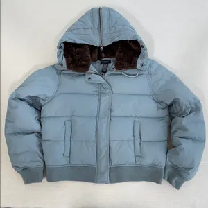 American Eagle Outfitters Blue Puffer Jacket with Brown Fur Lining thumbnail 1