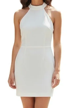 OLIA Gorgeous White High Neck Halter Open Back Mini‎ Dress EUC Size Small thumbnail 1