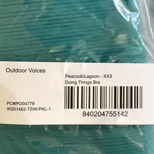 NWT Outdoor Voices Sz XXS Doing Things Sports‎ Bra Peacock Lagoon Teal Blue thumbnail 4