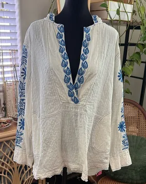 Free People We The Free Lagos Embroidered Boho Hippie Pullover Hoodie thumbnail 1