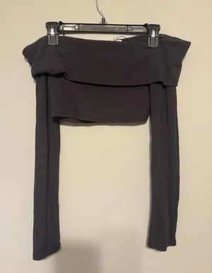 Garage Grey Off-Shoulder Top thumbnail 1