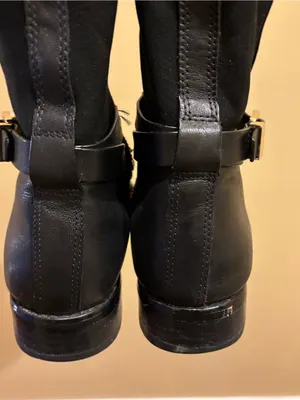 MICHAEL Michael Kors Black Leather Knee-High Boots with Gold Hardware thumbnail 8