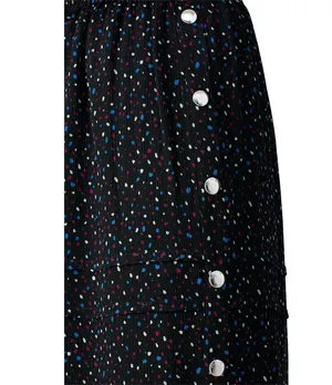 Coach Tiered Snap Aline Midi Skirt Sz.0 Stretch Waist - Dots Black Multicolor thumbnail 2