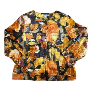Pendleton Blouse Womens Medium Floral Button Front Silk‎ Long Sleeve Top thumbnail 3