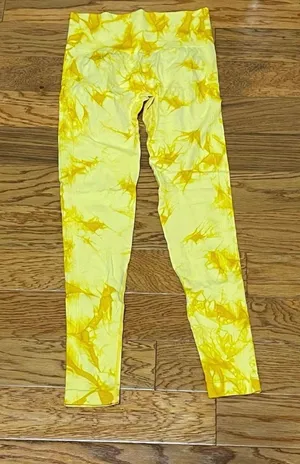 High Waist Yellow Tie Dye Leggings thumbnail 3