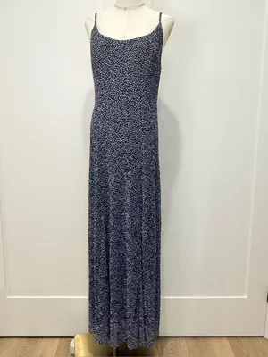 Free People Zoey Printed Maxi Dress Large Blue Polka Dot Boho Minimal Vacation thumbnail 5
