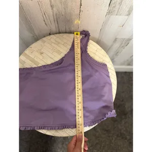 Vāsanā One Shoulder Ruffle Crop Top Womens L Purple Ribbed Trim Active Bralette thumbnail 7