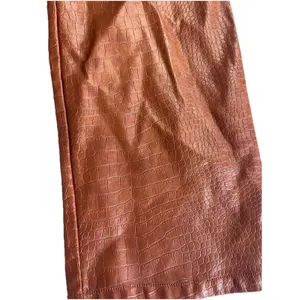 Skies Are Blue Camel Vegan-leather Straight Leg Pants M Embossed thumbnail 5