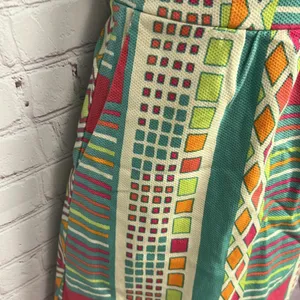 Judith March bold neon funky geo printed strapless midi dress cotton Small chic thumbnail 4