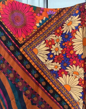 Farm Rio Mixed Prints Satin Slip Midi Skirt, Size S thumbnail 6