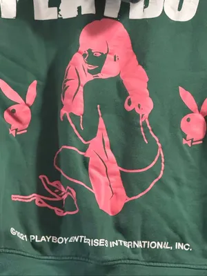 Playboy green and pink pin up hoodie sweatshirt size Small Hefner thumbnail 4