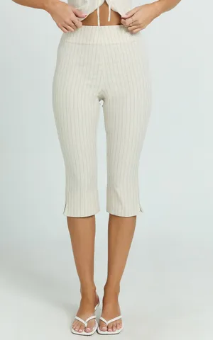 New Showpo Susannah Top Square Neck Bustier Top & Pants Pinstripe Fitted Capri Pants thumbnail 6