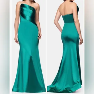 NEW Betsy and Adam Royal emerald green Strapless Satin Mermaid Gown Sz 6 thumbnail 3