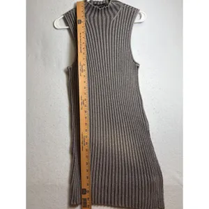 Rock & Republic Womens Mock Neck Ribbed Sleeveless Sweater Dress Gray Taupe L thumbnail 7