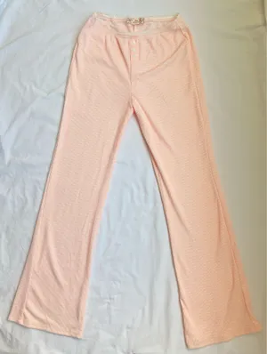 Pink Republic Y2K Pink Ribbed Flare Pajama Lounge Pants M thumbnail 1
