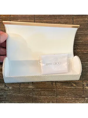 Jimmy Choo White Faux Snakeskin Magnetic Sunglasses Case‎ & Logo Cloth EUC thumbnail 6