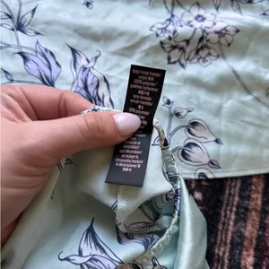 Victorias Secret Satin Pj’s lounge Floral Lace‎ blue Sleepwear Set cami shorts thumbnail 4