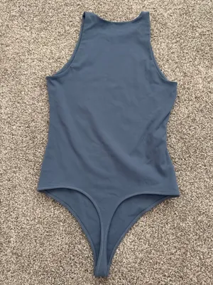 abercrombie blue High-Neck One-Piece Bodysuit Size Medium Coastal Preppy thumbnail 3