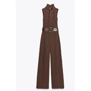 Zara Chocolate Brown Jumpsuit Belt Capsule City Quiet Luxury Runway thumbnail 11