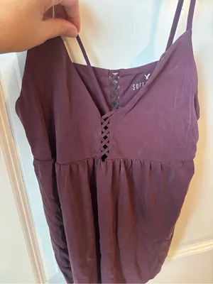 American Eagle Women’s Spaghetti Strap Lace-Up Cami Tank Top - Plum- NWT thumbnail 2