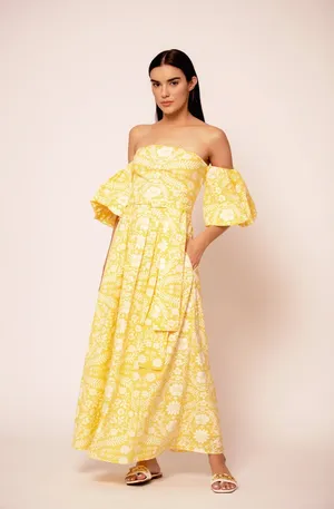 Beyond by Vera Yellow Floral Maxi Dress thumbnail 1