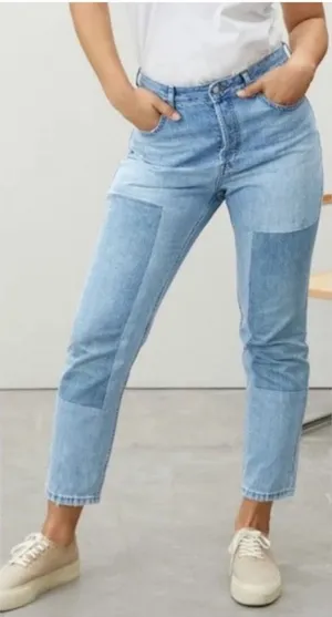 NWT EVERLANE The Curvy 90’s Cheeky Straight Cropped Patchwork Jeans Sz 30 thumbnail 1