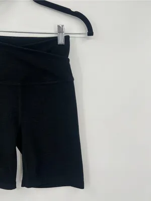 Beyond Yoga At Your Leisure High-Rise Biker Shorts V-Waist Space Dye Black Small thumbnail 11