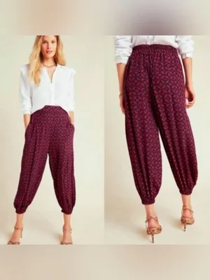 Anthropologie Harem Pants Red‎ and Navy Blue Women's Sz small thumbnail 2