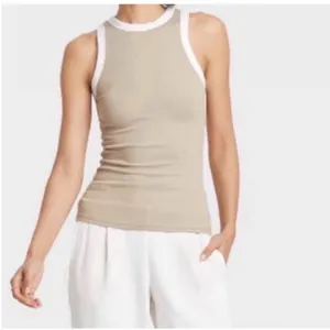 NWT Bundle of 3 Women's Cream Tank Top ribbed white trim thumbnail 4