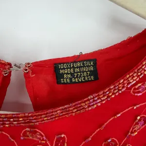 Vintage Red 100% Silk Beaded‎ Sequin Fringe Flapper Cocktail Dress thumbnail 8