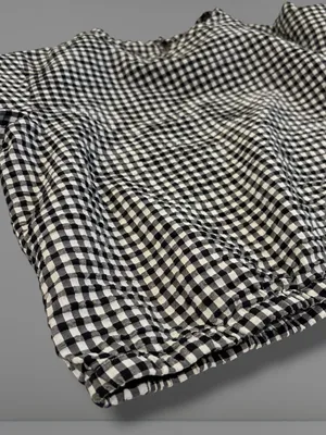 Uniqlo Black White Gingham Checkered Puff Short Sleeve Blouse Top Sz S thumbnail 5