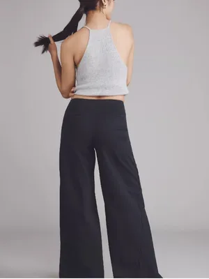 Anthropologie Maeve Scallop Wide-Leg Pants Size 24 Black thumbnail 6
