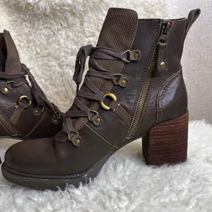 OTBT LEATHER Ankle BOOTS Oregon Heel Hiker Brown thumbnail 2