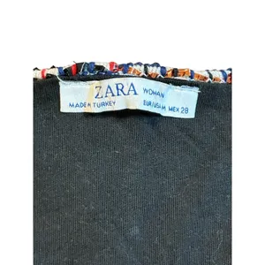 Zara Tweed Crop Tank Top Womens Medium Multicolor Plaid Button Front Square Neck thumbnail 7
