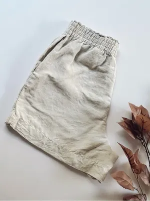 NEW H&M Linen Blend Pull On Shorts Light Beige thumbnail 5