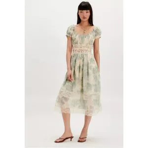 Free People Ethereal Dainty Cottage Lace Honeysuckle Floral Midi Dress Medium thumbnail 2