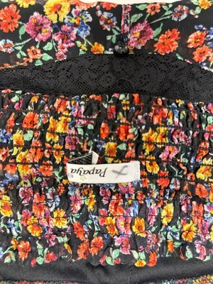 Papaya Floral Black Lace Trim Cami Crop Top Womens Small thumbnail 9