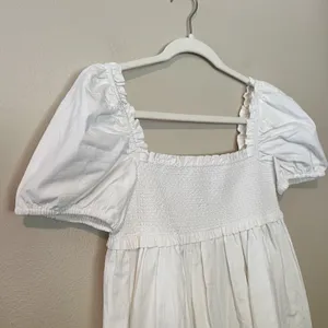 Dress Forum Women's White Dress Babydoll Smocked Bride Bachelorette LWD‎ Shower S Coquette thumbnail 3