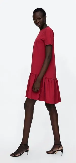 Zara Short Sleeve Peplum Shift Dress thumbnail 1