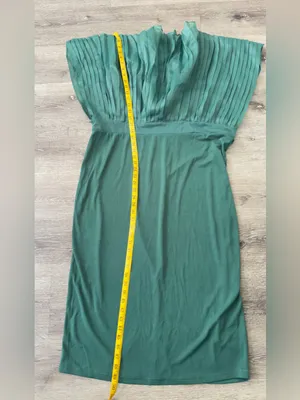 Green Midi Dress with Pleated Cape Detail thumbnail 8