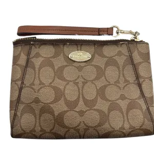 Coach‎ Signature Monogram Brown Zip Pouch Morgan Canvas Wristlet Retro F65060 thumbnail 10