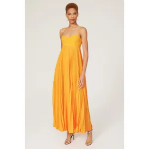 Obando x RTR Honeycomb Gown Yellow Pleated Maxi Dress Size 4 thumbnail 2