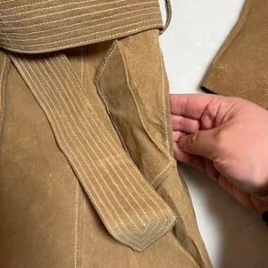 Vintage Jennyfer J 100% Leather Suede Trench Coat Size S Hippie Y2K 70s 80s Boho thumbnail 5