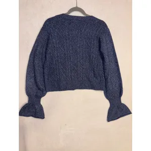 Current Air‎ Blue Marled Cable Knit Bell Sleeve Button Front Cardigan 2120145 M thumbnail 8